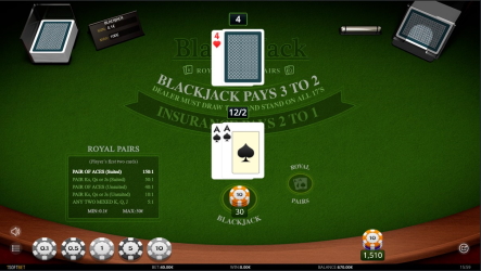 Demo of Royal Pairs iSoftBet blackjack