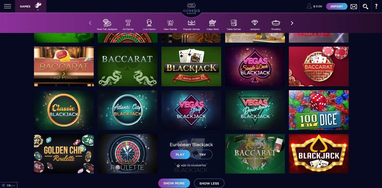 Genesis online casino login